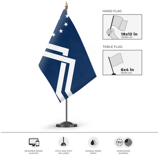 A mockup of the custom flag 'Montana Enclave flag' as a desk flag and small hand waving flag