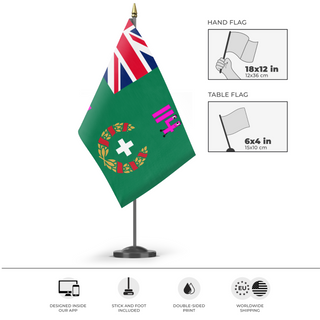 A mockup of the custom flag 'Flag of Sudest HIDRA' as a desk flag and small hand waving flag