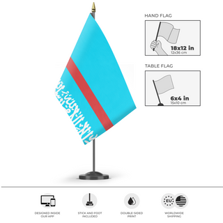 A mockup of the custom flag 'Sadi Arabia  flag' as a desk flag and small hand waving flag