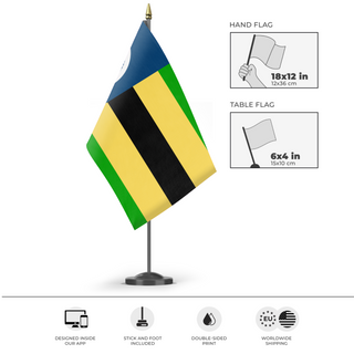 A mockup of the custom flag 'MPFlags_P' as a desk flag and small hand waving flag