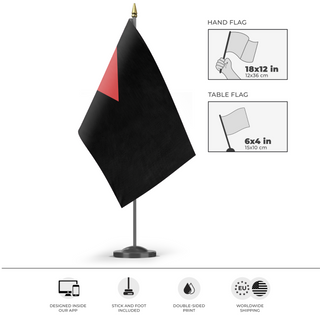 A mockup of the custom flag 'New kingdom of Slovakia  flag' as a desk flag and small hand waving flag