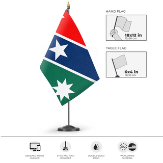 A mockup of the custom flag 'North America Flag' as a desk flag and small hand waving flag