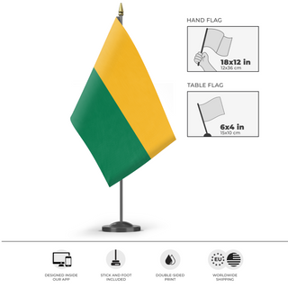 A mockup of the custom flag 'Chernarus Defense Forces flag' as a desk flag and small hand waving flag
