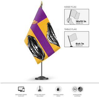 A mockup of the custom flag 'MANGOPHONK flag' as a desk flag and small hand waving flag