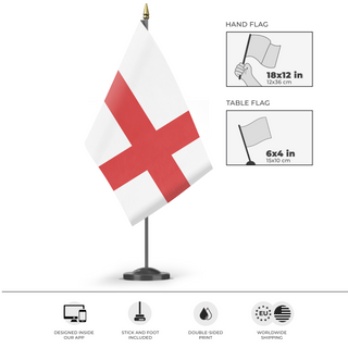 A mockup of the custom flag 'TT flag' as a desk flag and small hand waving flag