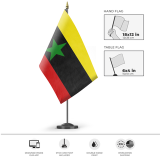 A mockup of the custom flag 'Melon flag' as a desk flag and small hand waving flag