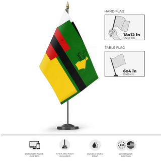 A mockup of the custom flag 'T flag' as a desk flag and small hand waving flag
