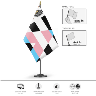 A mockup of the custom flag 'Hohenzollern_Chaser flag' as a desk flag and small hand waving flag