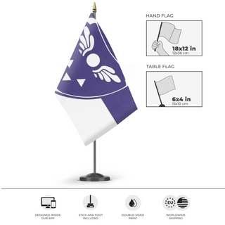 A mockup of the custom flag 'Flag of the Underground' as a desk flag and small hand waving flag
