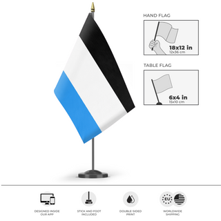 A mockup of the custom flag 'NovaWyke flag' as a desk flag and small hand waving flag