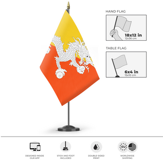 A mockup of the custom flag 'T flag' as a desk flag and small hand waving flag