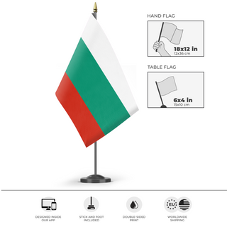 A mockup of the custom flag 'T flag' as a desk flag and small hand waving flag