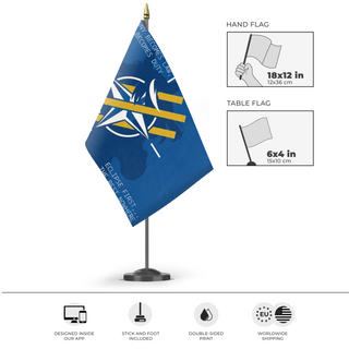 A mockup of the custom flag 'Maritime Horse flag' as a desk flag and small hand waving flag