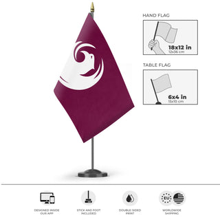 A mockup of the custom flag 'Arizona Phoenix Flag' as a desk flag and small hand waving flag