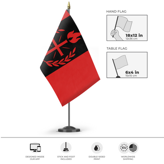 A mockup of the custom flag 'FalangeLaVex flag' as a desk flag and small hand waving flag