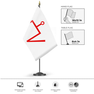 A mockup of the custom flag 'Golden Horde flag' as a desk flag and small hand waving flag