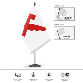 A mockup of the custom flag 'Liberalsoc flag' as a desk flag and small hand waving flag