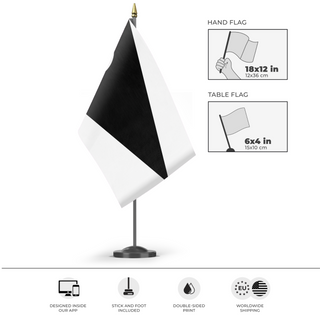 A mockup of the custom flag 'Sapal flag' as a desk flag and small hand waving flag