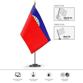 A mockup of the custom flag 'T flag' as a desk flag and small hand waving flag