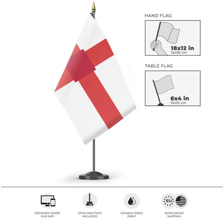 A mockup of the custom flag 'T flag' as a desk flag and small hand waving flag