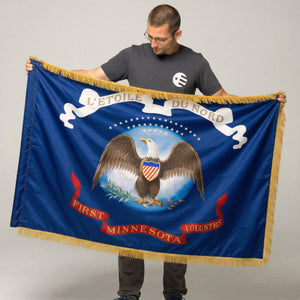 Minnesota First Volunteers (Union Battle Flag)  - Parade Flag with Golden Fringe and Tassels